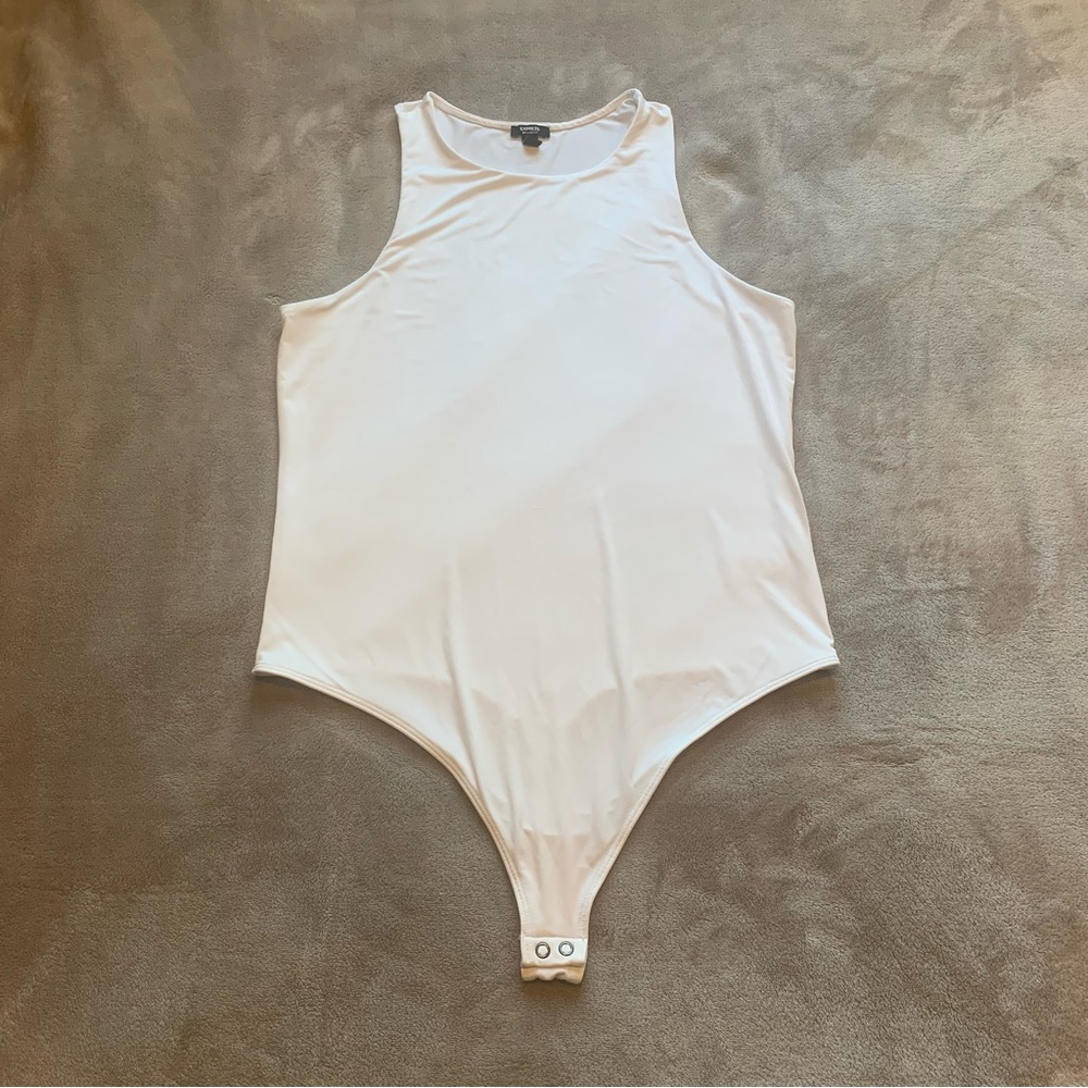 Express all white tank top bodysuit sz L